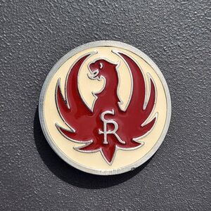 Vintage Sturm Ruger White w/ Red Phoenix Logo Solid Brass Metal Belt Buckle 2321